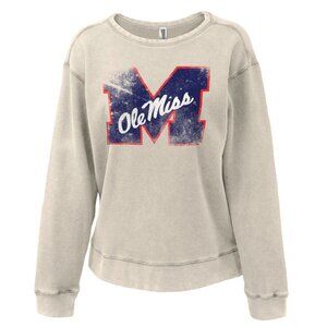Big M Ole Miss Univ of Mississippi Women's Mini Waffle Crew Natural